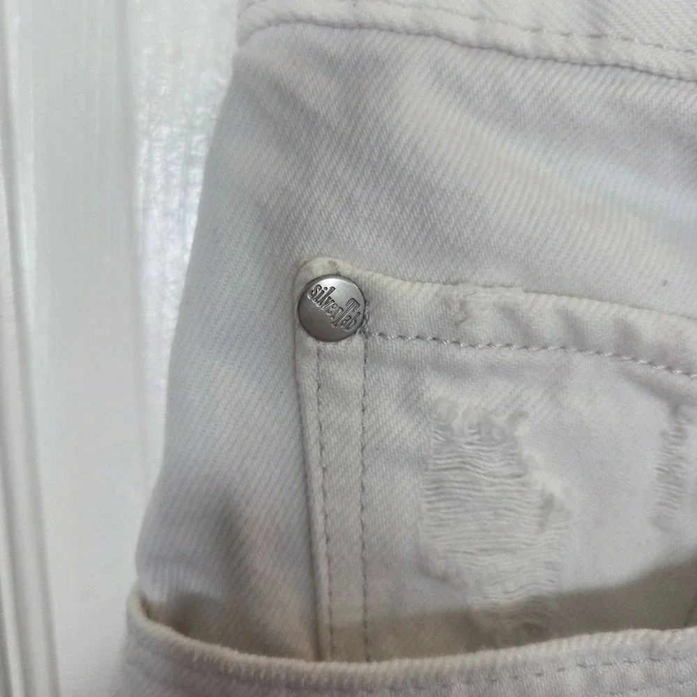 Levis SilverTab Mom Shorts‎ Womens 29 White High Waisted Denim Jean Shorts A3701